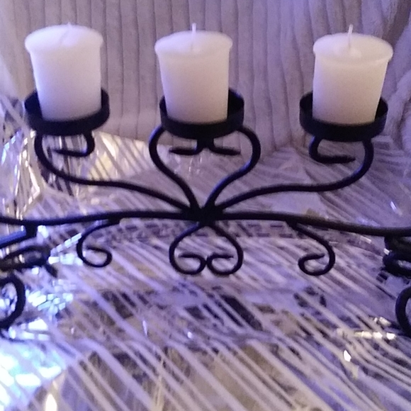 Other - EUC Candleabra for 6 votive candles. Black Wrought Iron..gorgeous when lit!!🔥🔥
